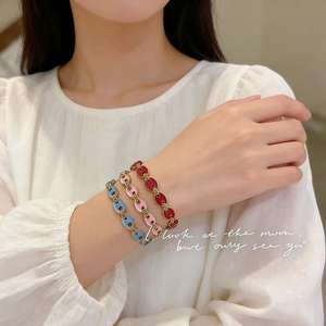 Retro Glazed Titanium Steel Oval <b>Bracelet</b> For Women Geometric Design High End Open Bangle Jewelry - Product Image 3