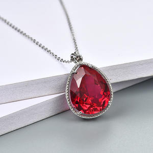 Ciondolo da donna in argento sterling con rubino rosso da 8,85 carati, rubino creato di alta qualità, gioielli da donna, regalo, gioielli di fidanzamento per matrimonio - Product Image 3
