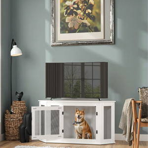 Jaula de madera para mascotas de alta gama, perrera para perros, estilo de muebles para interiores, cojín transpirable, esquina, <span class=keywords><strong>caseta</strong></span> de <span class=keywords><strong>perro</strong></span> con estampado de animales de Metal - Product Image 1