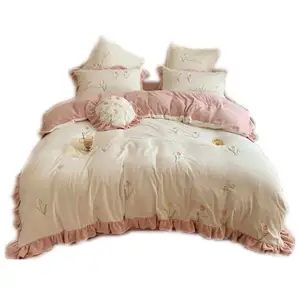 Luxury 230gsm Antistatic thickened milk velvet bed sheet set