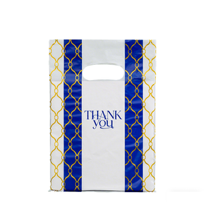 Bolsa de Mano Reutilizable Elegante HOYO con Fondo <span class=keywords><strong>Azul</strong></span>, Cinta Amarilla y Puntos Blancos, Ideal para Regalos y Fiestas - Product Image 3