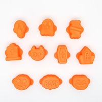 Lot de 10 moules en plastique non toxique pour bonbons et gâteaux d'Halloween avec ornements décoratifs miniatures 3D en forme de citrouille