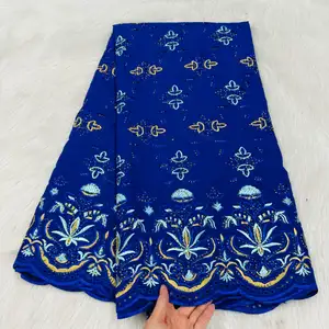 NI.AI Dernier tissu de dentelle Voile suisse bleu Tissus de coton brodés africains Dentelle nigériane pour robe de soirée LY3561