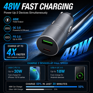 <span class=keywords><strong>Chargeur</strong></span> de voiture TKT 48W à charge rapide, type C, certifié CE, RoHS, FCC, pour <span class=keywords><strong>Samsung</strong></span>, Xiaomi, <span class=keywords><strong>tablette</strong></span>, téléphone, chargeurs USB pour automobile - Product Image 2