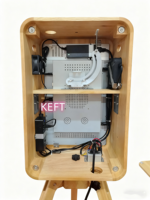 Photomaton rétro en bois abordable pour selfies et appareils photo reflex. Comprend un support d'imprimante et un écran tactile de 18,5 pouces.