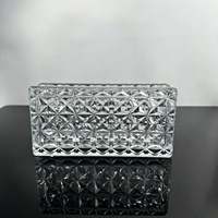 Bloc de verre décoratif sans bordure blanche, à double face, à motif diamanté, pour la décoration murale intérieure commerciale moderne