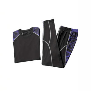 ชุดเสื้อและกางเกงแขนยาวแห้งเร็วระบายอากาศได้ดีสำหรับผู้ชายสำหรับกีฬากลางแจ้งฟิตเนสขนาดยุโรปและอเมริกาพิมพ์ลาย - Product Image 1