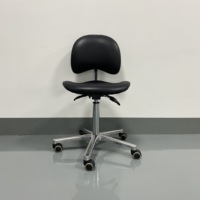 Tabouret médical ergonomique en cuir PU noir, tabouret d'assistant dentaire, chaise mobile, hauteur réglable