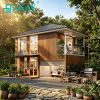 Rumah Villa Prefabrikasi Modular AKAY Custom 20ft 40ft, Rumah Kontainer Ekspansiabel dengan Saluran Air dan Listrik Tersembunyi
