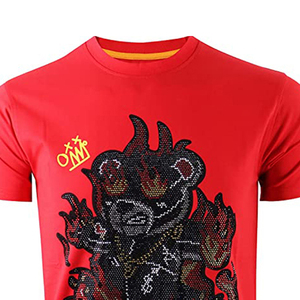 เสื้อยืดผู้ชายประดับเพชรเทียม ขายส่ง ผู้ผลิตเสื้อผ้าสตรีทแวร์ตกแต่งคริสตัลตามสั่ง - Product Image 3