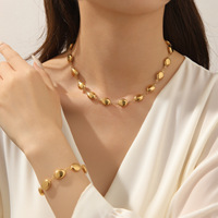 Parure de bijoux Novirassine en acier inoxydable plaqué or 18 carats pour femme, collier et bracelet à maillons goutte d'eau, vente en gros