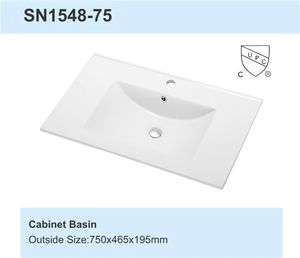 Lavabo de Baño Moderno y Ecológico de Cerámica Blanca Esmaltada Lisa de Alta Calidad Cupc de 750 mm - Product Image 3