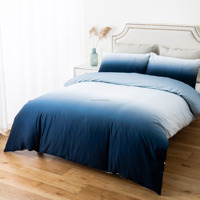 Bleu blanc dégradé chambre 100% coton couette housse de couette couette couvre-lit ensemble de literie avec taie d'oreiller 2 pièces