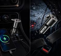 Logo Kustom Logam Dual Port PD 30W QC 3.0 Pengisi Daya Mobil Cepat Adaptor Pengisian Cepat Pemutus Kaca Pemotong Sabuk untuk Keadaan Darurat Kendaraan