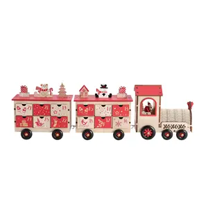 Unique Christmas Wooden Advent Calendar With 24 Drawers Countdown To Christmas Reusable Train Shape Xmas Gift For Kids Toy