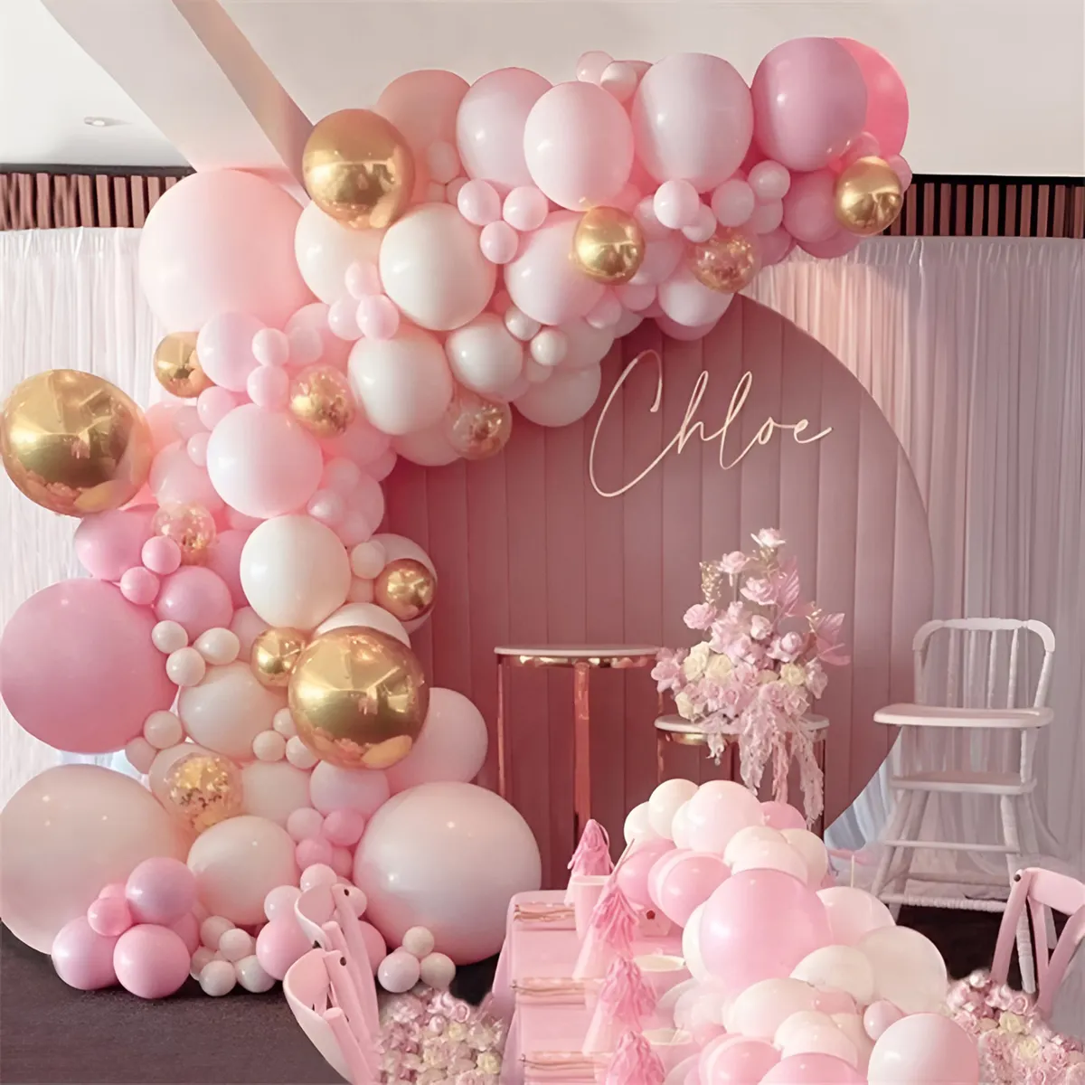 Huiran balon Garland kiti lateks balon kemer kiti düğün için bebek duş kız doğum günü partisi dekorasyon seti kiti malzemeleri