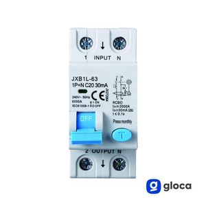 Gloca Jxb1l RCBO 1P + N ตัวตัดวงจรส่วนต่าง6Ka 30Ma C20พร้อมปุ่มทดสอบรายเดือนสำหรับใช้ในที่พักอาศัยและเชิงพาณิชย์ - Product Image 3