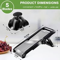 Mandoline manuelle réglable avec râpe et hachoir à légumes, outil de cuisine sûr en acier inoxydable avec gants anti-coupure