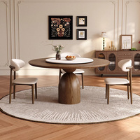 Juego de Comedor Moderno Minimalista de Estilo Escandinavo con Mesa Redonda de Madera Sólida para Apartamentos y Hoteles