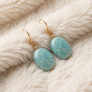 Ear Enlace Oem Odm 14K Gold Plated Oval Amazonite Dangle <b>Hook</b> <b>Earrings</b> Natural Gemstone Women Jewelry Wholesale - Product Image 2