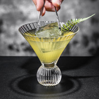 Verre à vin en cristal soufflé à la main, sans plomb, à rayures, style minimaliste vintage, avec emballage coloré pour bar à domicile