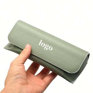 Boîte de protection pour lunettes de soleil de couleur unie anti-compression avec logo personnalisé, étui à lunettes portable en cuir PU, boîte à lunettes rigide - Product Image 1