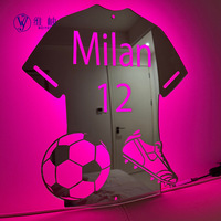 Miroir LED en forme de maillot de foot, personnalisable avec nom et numéro, cadeau de football personnalisé, décoration de chambre, produit POD pour dropshipping Shopify.