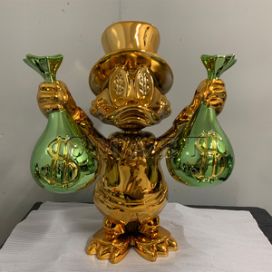 Statue en résine personnalisée Donald Duck et Scrooge McDuck, personnage de dessin animé célèbre, avec sac d'argent, thème millionnaire, pour les amateurs d'art, peinte à la main - Product Image 2
