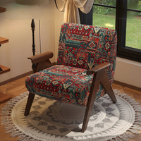 Fauteuil inclinable en bois massif de style ethnique nomade vintage, mobilier de maison pour balcon, salon et chambre à coucher, usage de loisirs