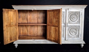 Mueble de TV de madera tallado a mano de diseño moderno antiguo, puerta tallada para el hogar o el hotel, proveedor indio - Product Image 2