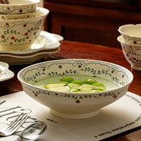 Service de vaisselle vintage en céramique rouge à motifs floraux festonnés, bols, assiettes, plat à poisson ovale, pour la maison, cadeau de mariage, café, vaisselle de ferme