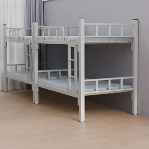 เตียงเหล็กสองชั้นแบบแข็งแรงทนทาน ขนาดเตียงคู่เหนือเตียงคู่ใหญ่ สำหรับที่พักคนงาน หอพักอุตสาหกรรม โครงเหล็ก - Product Image 4