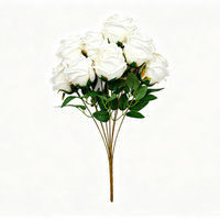 Rose artificielle réaliste à 9 branches, sans entretien, en soie, petit buisson, style nordique, pour Noël, Thanksgiving, Nouvel An