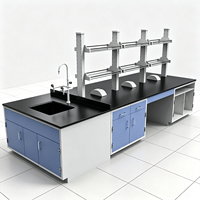 Meubles de laboratoire modulaires entièrement en acier, bancs de travail en îlot pour la chimie, la physique et la biotechnologie, tables murales de laboratoire avec support pour réactifs