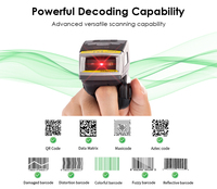 Escáner de Código de Barras de Anillo de Dedo Portátil EFFON EF02 con Motor SE5500 2D, Largo Alcance, Rápido, Preciso, Captura de Datos con Manos Libres