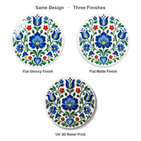 Sous-verre en céramique rond de 10,8 cm, motif tulipe bleue, impression UV émaillée, base en liège, pour table basse, décoration intérieure, cadeau