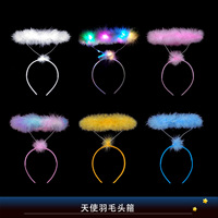 Nouveau serre-tête lumineux en plumes d'ange, fait main, pour déguisement de fée, accessoire de spectacle et de princesse, accessoire capillaire