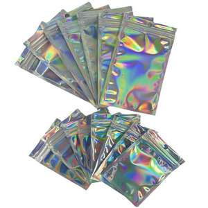 कस्टम लोगो पुनर्व्यवस्थित मिनी पारदर्शी फ्रंट होलोग्राम गंध प्रमाण स्टैंड अप पाउच जिप्लॉक होलोग्राफिक 3.5 मायलर बैग पैकेजिंग - Product Image 6