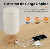 Lampe de chevet Marglice pour chambre à coucher - Lampe tactile à 3 niveaux de luminosité, ports de charge USB C et prise secteur, petite lampe pour salon