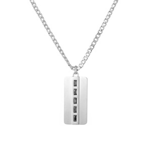 Collana Retrò con Zirconi Quadrati, Catena Figaro in Acciaio Inossidabile Argento Anticato, <span class=keywords><strong>Gioielli</strong></span> <span class=keywords><strong>da</strong></span> Uomo alla Moda - Product Image 3