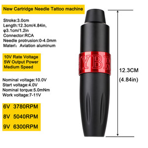 Kit de Máquina de Tatuar Rotativa con Interfaz RCA, Pluma con Agujas de Cartucho y Fuente de Alimentación para Uso en Tatuajes Corporales - Product Image 6