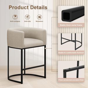 Tabouret <span class=keywords><strong>de</strong></span> <span class=keywords><strong>bar</strong></span> moderne ALINUNU <span class=keywords><strong>en</strong></span> forme <span class=keywords><strong>de</strong></span> seau <span class=keywords><strong>avec</strong></span> dossier et accoudoirs, tabouret <span class=keywords><strong>de</strong></span> <span class=keywords><strong>bar</strong></span> rembourré <span class=keywords><strong>en</strong></span> <span class=keywords><strong>tissu</strong></span> <span class=keywords><strong>de</strong></span> lin, <span class=keywords><strong>chaise</strong></span> d'îlot <span class=keywords><strong>de</strong></span> cuisine - Product Image 3