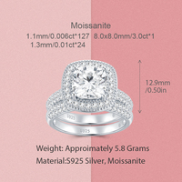 Bague de fiançailles en moissanite taille coussin 3 carats double halo, bague personnalisée en argent sterling 925, alliance de mariage pour femme, cadeau