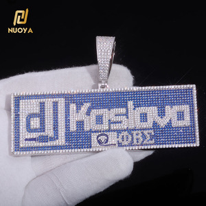 Joyería <span class=keywords><strong>de</strong></span> Lujo NUOYA, Colgante <span class=keywords><strong>de</strong></span> Plata 925 <span class=keywords><strong>con</strong></span> <span class=keywords><strong>Nombre</strong></span> Personalizado, Incrustado <span class=keywords><strong>con</strong></span> Circonitas Azules y Blancas, Estilo Hip Hop, Regalo para Hombres y Mujeres - Product Image 4