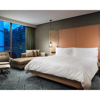 Ensemble de meubles de chambre d'hôtel Hampton Inn de style moderne en bois massif sur mesure de Foshan, mobilier d'hôtel commercial 5 étoiles