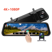 10 pouces 4K + 1080P enregistreur d'entraînement rétroviseur de voiture caméra de bord avant et arrière avec double objectif Wifi GPS moniteur de stationnement Vision nocturne