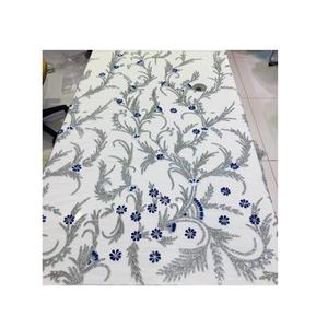 Fourniture en gros de tissu de voile perlé fait à la main brodé de styles jacquard pour robes de mariée accessoire multi-type de l'Inde - Product Image 1