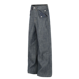 <span class=keywords><strong>Jeans</strong></span> da Uomo Personalizzati in Denim Grezzo Selvedge con Patta in <span class=keywords><strong>Pelle</strong></span> Lavorata, Gamba Larga, Stile Western Floreale Goffrato, Bottoni Ornamentali, Artigianali e <span class=keywords><strong>di</strong></span> Stile Heritage - Product Image 2