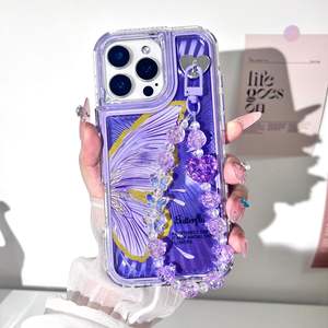 <span class=keywords><strong>Funda</strong></span> Triple para Teléfono con Cordón, Diseños de Mariposas Pintados con UV Personalizados, Venta Caliente en Sudamérica, <span class=keywords><strong>Funda</strong></span> para Teléfono al por Mayor de Fábrica - Product Image 1