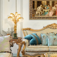 Lampe de table vintage en laiton et cristal, style rococo français, feuilles de palmier, grande taille, pour la décoration de la maison, salon, lampe de bureau en cuivre LED